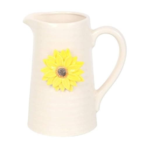 Image of Something Different Hello Sunshine Ceramic Sunflower Flower Jug (One Size) (Ceramic/Yellow)