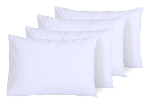 Image of NAFAY LIVING White Pillow Cases 4 Pack Cotton 300 Thread Count - Hotel Quality Pillow Covers with Envelope Enclosure - Breathable & Super Soft Housewife Pillowcases (50 x 75 cm)
