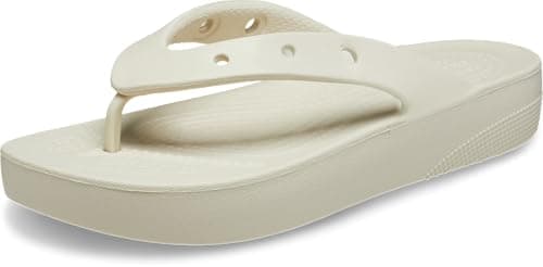 Image of Crocs Women's Classic Platform Flip W Clog, Bone, 4 UK