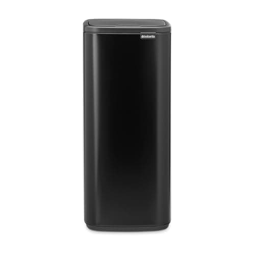 Image of Brabantia Bo Touch Bin 30L (Matt Black), Space-Efficient and Rectangular Waste Bin with Soft-Touch Opening System, Easy to Clean Plastic Inner Bucket with Free PerfectFit Rubbish Bags Included