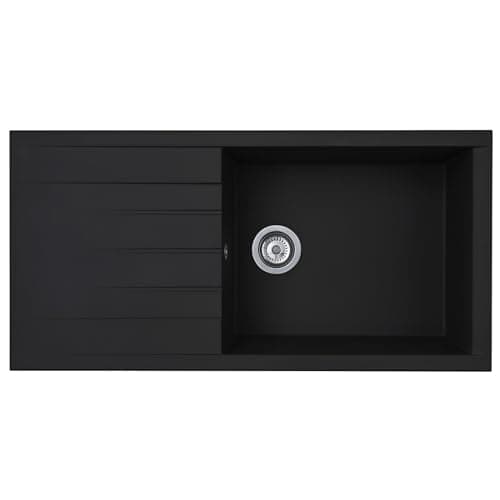 Image of Liquida CU10BL 1.0 Bowl Composite Reversible Inset Black Kitchen Sink with Waste