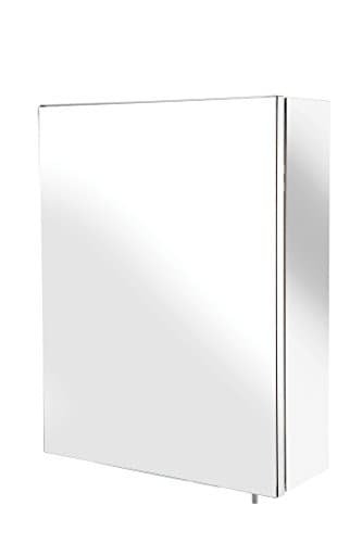 Image of Croydex Avon Single Door Stainless Steel Bathroom Mirror Cabinet - Bathroom Wall Cabinet with One Fixed Shelf, Chrome Pin Handles for No Finger Marks and Comes Fully Assembled (30x40x12cm)
