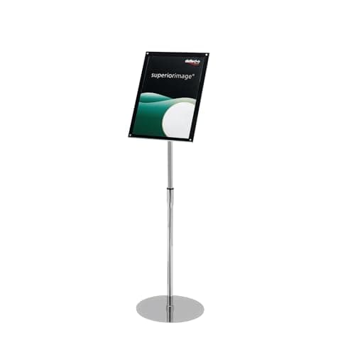 Image of Deflecto A3 Bevelled Edge Floor Standing Sign Holder - Adjustable Portrait & Landscape Display Boards Free Standing - Telescopic Display Stand