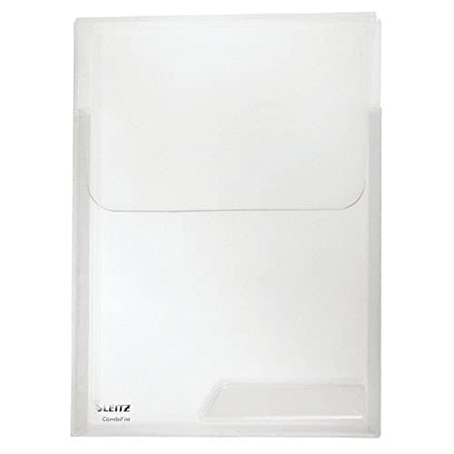 Image of Leitz CombiFile Maxi Folders Set of 3 A4 Size Expandable for More Capacity Crystal Clear with Gloss Finish Flap to Protect Contents 0.18mm PP Film 47310002