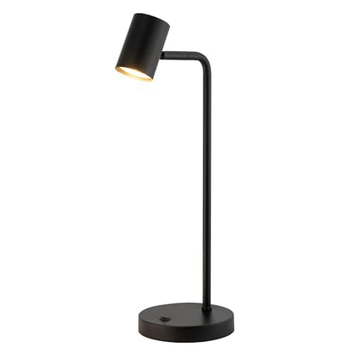 Image of Happy Homewares Modern LED Spot Matte Black Metal Desk Lamp with Base Switch and Adjustable Head | Includes 5w 3000k LED Bulb | 47cm Height