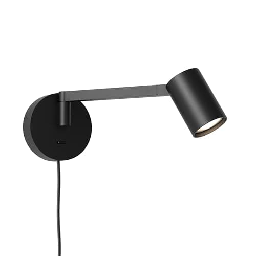 Image of Astro Ascoli Swing Plug in Indoor Reading Light (Matt Black), GU10 LED Lamp, Designed in Britain - 1286138-3 Years Guarantee
