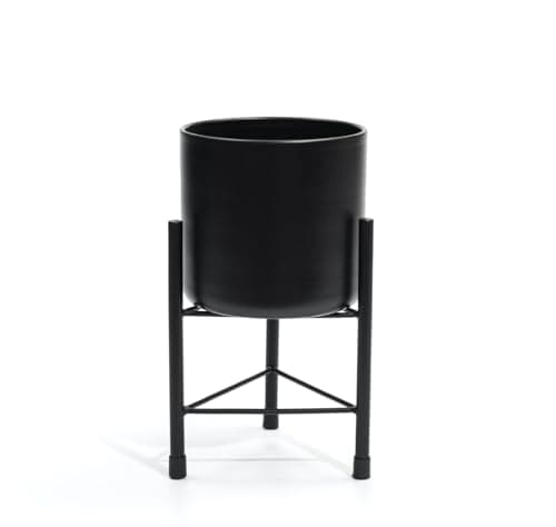 Image of Dipamkar H31cm Large Metal Plant Stand with Pot Black Plant Stand for Indoor and Outdoor Use