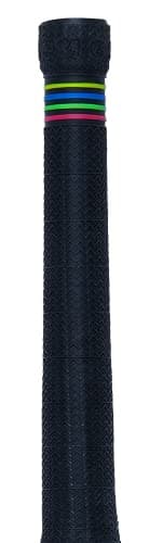 Image of Gunn & Moore GM Cricket Bat Grips | HYPA | Premium Rubber Durable Zigzag Pattern | Suitable for Virtually All Handle Sizes - 12" Long | 12 Pack | Black with Four Colour Hoops
