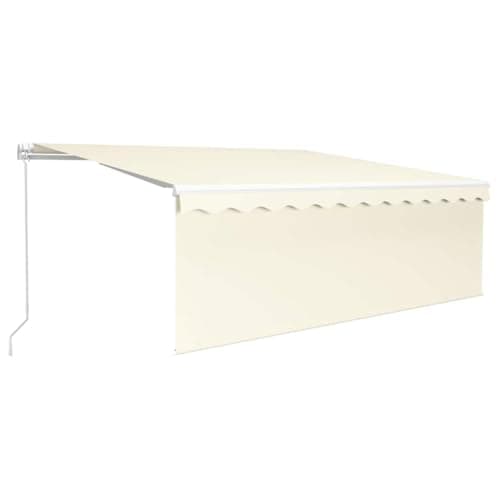 Image of vidaXL Cream Retractable Awning 4x3m with Blind & LED Lighting - Weather- Aluminum Frame/Polyester Canopy for Garden/Patio