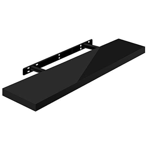 Image of WOLTU Floating Wall Shelf High Gloss Black, CD DVD Shelf Bookshelf Wooden Board 80x22.9x3.8cm, RG9480sz