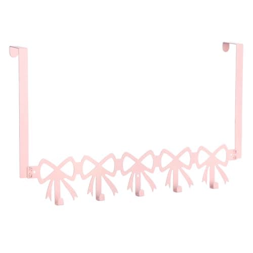Image of Goktvai Pink Bow Over The Door Hooks, Cute Wall Mounted Towel Hanger Bow Hanging Towel Rack for Coats Hats Bags Women Girls Home Bathroom Kitchen Coquette Decor