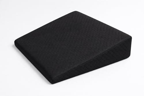 Image of Comfort Collections Small Foam Wedge Support Cushion – Compact Angled Positioning Pillow for Chair, Sofa or Bed – Lightweight Support Block with Soft Cover (38 x 32 x 7.5 cm) (Black)