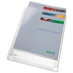 Image of Leitz Expanding Pocket Heavy-duty Multipunched Gusseted Top Opening A4 Clear Ref 47188 [Pack 5]