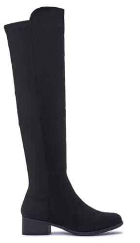 Image of sole london LADIES WOMENS FASHION OVER THE KNEE HIGH STRETCH CALF LEG ZIP FLAT HEEL BOOTS