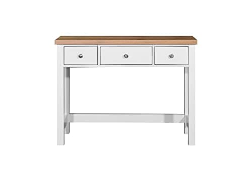 Image of TAD TIMBER ART DESIGN UK Astbury 3 Drawer Dressing Table Vanity Makeup Desk White and Oak