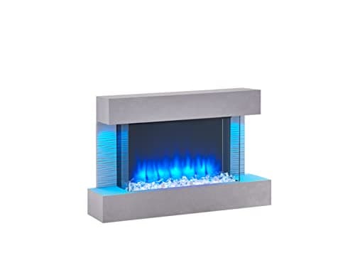 Image of FLAMME Kingston Wall Mounted Fireplace up to 60" with 3 Flame Colours and 13 Mood Lighting Options (39" CEMENT GREY)