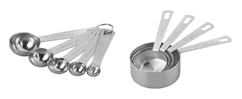 Image of Tala Stainless Steel Measuing Cups and Spoon Sets, Contains 5 Measuring Spoons and 4 Measuring Cups Ideal for Measuring Liquids and Dry Goods Like Herbs, Spices, Flour, Sugars and Pulse Foods