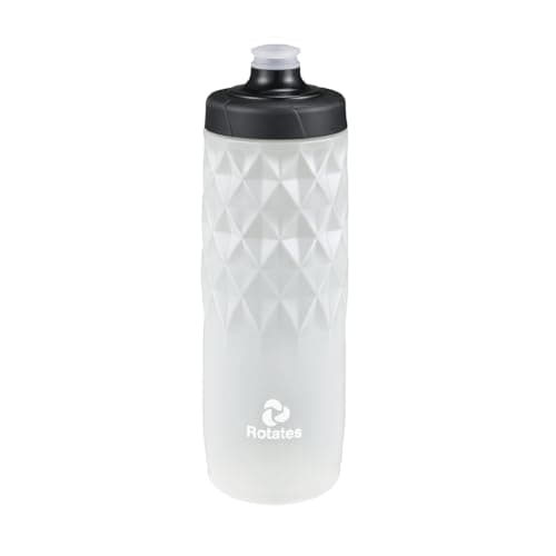 Image of Rotates 750ml Squeeze Bike Water Bottle, 25 oz Clear Plastic Waterbottle, BPA-free, Non-slip, Easy Grip V-plaid Design, for Biking, Cycling, MTB, Sports
