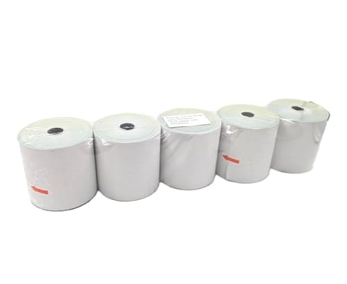 Image of 5 Rolls of 2Ply Non-Thermal Carbonless Kitchen Printer Paper Rolls 76mm x 76mm | Dot Matrix, POS, EPOS, Cash Register Machine Rolls – BPA-Free