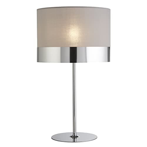 Image of Lighting Collection Grey and Chrome Band Table Lamp (700864)