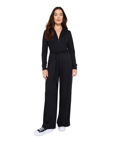 Image of Joe Browns Women's Collared Zip Front Straight Leg Jersey Jumpsuit, Regular, Black, UK 14