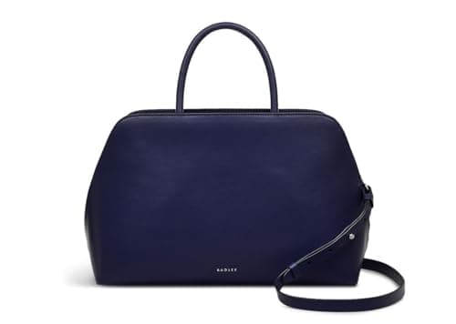 Image of RADLEY London Evenfall Dark Blue Liverpool Street Womens Leather Grab Bag With Adjustable Cross Body Strap