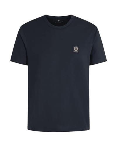 Image of Belstaff Mens Phoenix Patch Cotton Jersey T Shirt S Dark Ink