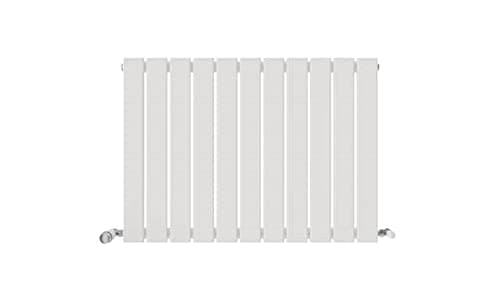Image of iBathUK Apex Wall-Mounted Horizontal Single Slim Flat Panel Radiator, Steel, Hydronic Central Heating, High Thermal Output, Modern Designer Radiator for Bathroom in Matt White 600×836mm