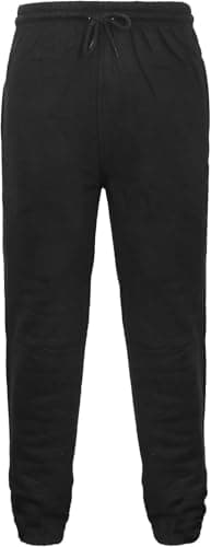 Image of reshmena® Men Trouser Fleece Jogging Pants Tracksuit Casual Joggers for Men UK with Elasticated Cuffs Classic Jogging Bottoms, Pants with Zip Pockets Drawstring Out Black M