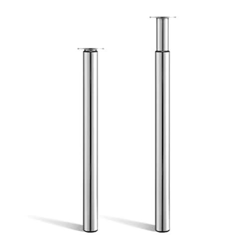 Image of CROWNSHOP 2PCS Table Legs, Adjustable Metal Breakfast Bar Leg, 71-110 cm Height, 60 mm Diameter, Folding Design for Kitchen Worktop, Dining Table (Chrome Plated, 2PCS)