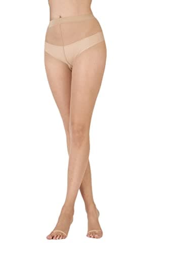 Image of Pretty Polly Women's 8d Naturals Open Toe Tight - beige - S-M