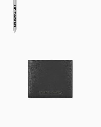 Image of Armani Exchange Men's Madrid, Essential, Metal Logo bi-fold Wallet, Black, One Size