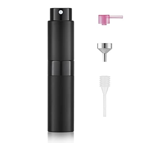 Image of Toureal 8ml Travel Perfume Atomiser Refillable - Mini Aftershave Spray Bottle - Small Glass Fragrance Atomizer for Women - Portable Empty Cologne Refill Pump Dispenser for Men Black