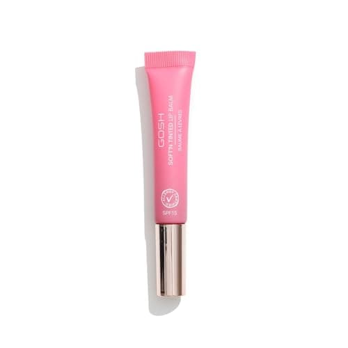 Image of GOSH tinted lip balm with SPF 15 I vegan lip care stick with colour in Pink Rose (05) I soft lips without stickiness I perfume free Glossy Booster I moisturising lipbalm
