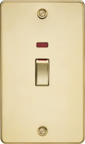 Image of Knightsbridge 45A DP Switch with Neon (2G size) - Polished Brass