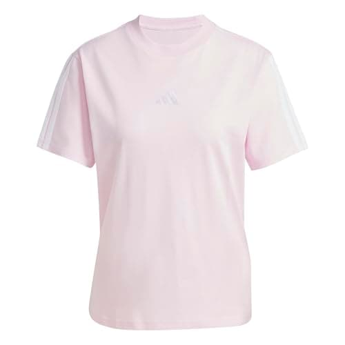 Image of adidas Women's Essentials 3-Stripes Sleeve Cotton T-Shirt, Clear Pink/White, XS