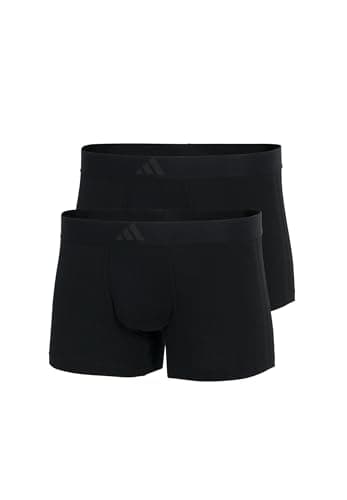 Image of adidas Low Rise Trunk (2PK) - Active Flex Cotton 3 Stripes - Comfortable Underwear, 000 Black, M
