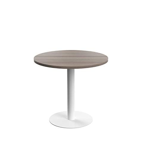 Image of Office Hippo Circular Office Table, Sturdy & Robust Mid-Height Table Desk, Circular Work Table For Home Office, Versatile Desk Table For Canteen, Reception Area, 5 Year Guarantee - Grey Oak / White