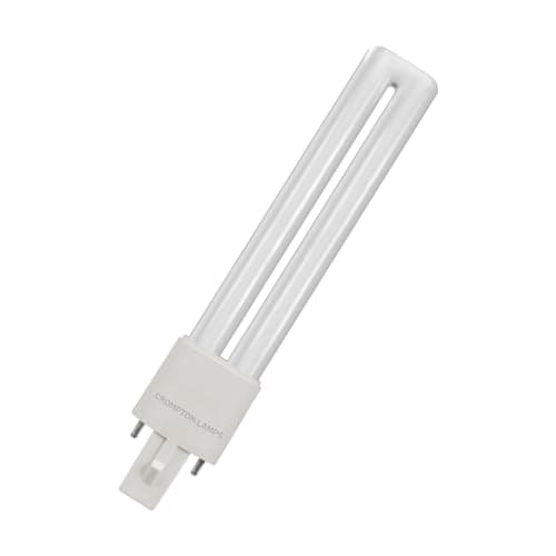 Image of Crompton Lamps LED PLS 4.5W G23 Single Turn S-Type Direct to Mains (9W Equivalent) 3000K Warm White Opal 560lm 2-Pin Push Fit Light Bulb