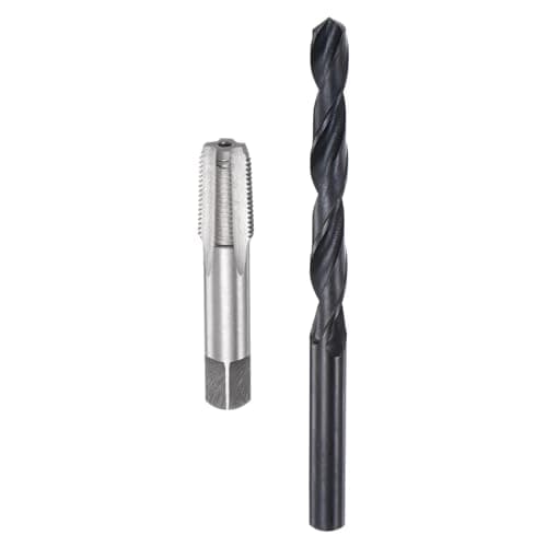 Image of sourcing map Tap and Drill Bit Set, 1/8-27 NPT Thread Tap & 21/64" Black Oxide Twist Drill Bit, Straight Flute Tap Tapping Threading Repair Tool Kit