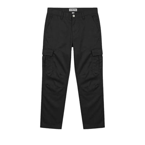 Image of Men’s Black Cargo Work Trousers, Multi Pocket Workwear Trousers for Tools & Essentials, Durable 65/35 Poly-Cotton Combat Style Trousers, Reinforced Seams (UK, Waist, 36, Regular, Regular, Black)