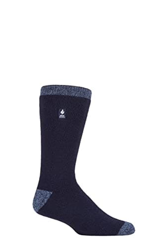 Image of HEAT HOLDERS SOCKSHOP Mens 1.6 TOG Lite Striped, Patterned & Argyle Socks Pack of 1 (Amsterdam Heel & Toe Navy, 6-11)