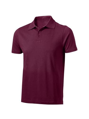 Image of Love My Fashions Mens Polo Shirts Short Sleeve & Knitted Collar, Regular Fit, Casual Plain Cotton T-Shirts for Adults Burgundy