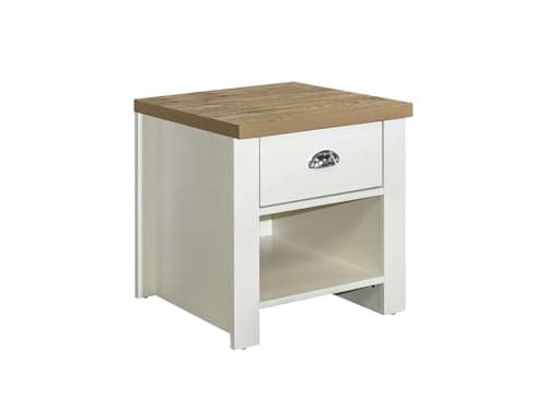 Image of Birlea Highgate 1 Drawer Lamp Table Cream & Oak Effect