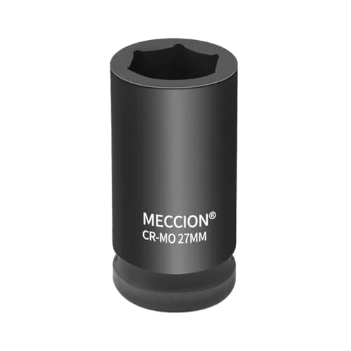Image of Meccion 3/4 Inch Drive Impact Socket 27mm Heavy Duty Cr-Mo 6 Point Deep Socket, 80mm Length