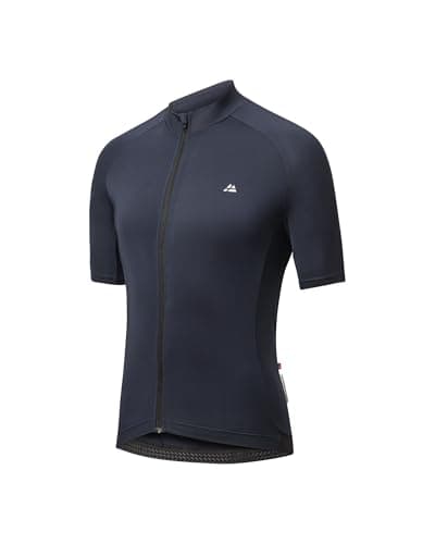 Image of DANISH ENDURANCE Cycling Jersey Mens, Short Sleeve Mountain Bike Jersey, with Full Zipper and Rear Pockets, Navy, L