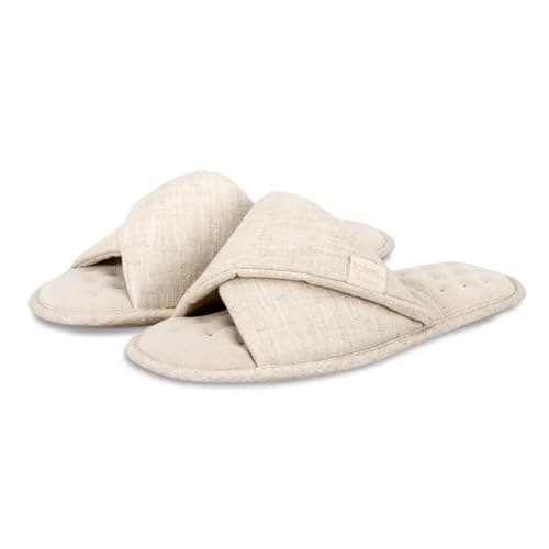 Image of Isotoner® Ladies Linen Twist Open Toe Slipper (UK Size 5)
