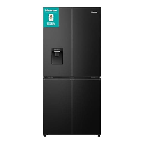 Image of Hisense RQ5P470SMFE Wifi Connected American Fridge Freezer Cross Door with Water Dispenser, No Frost, 482 liters, Black Stainless Steel - E Rated, Noise level: 37 decibels, H178.5 x W79.4 x D69.8 (cm)