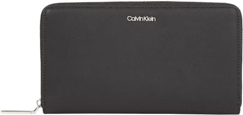 Image of Calvin Klein Women's Ck Must XL Zip Around Wallet Wallets, Ck Black, One Size