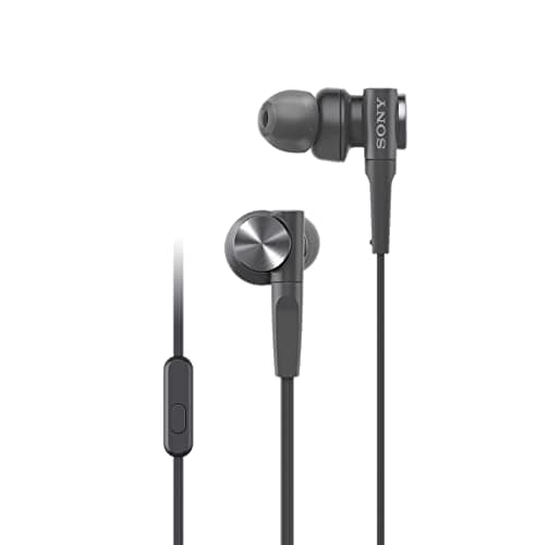 Image of Sony MDR-XB55AP In-Ear Extra Bass Headphones with mic for phone calls - Black